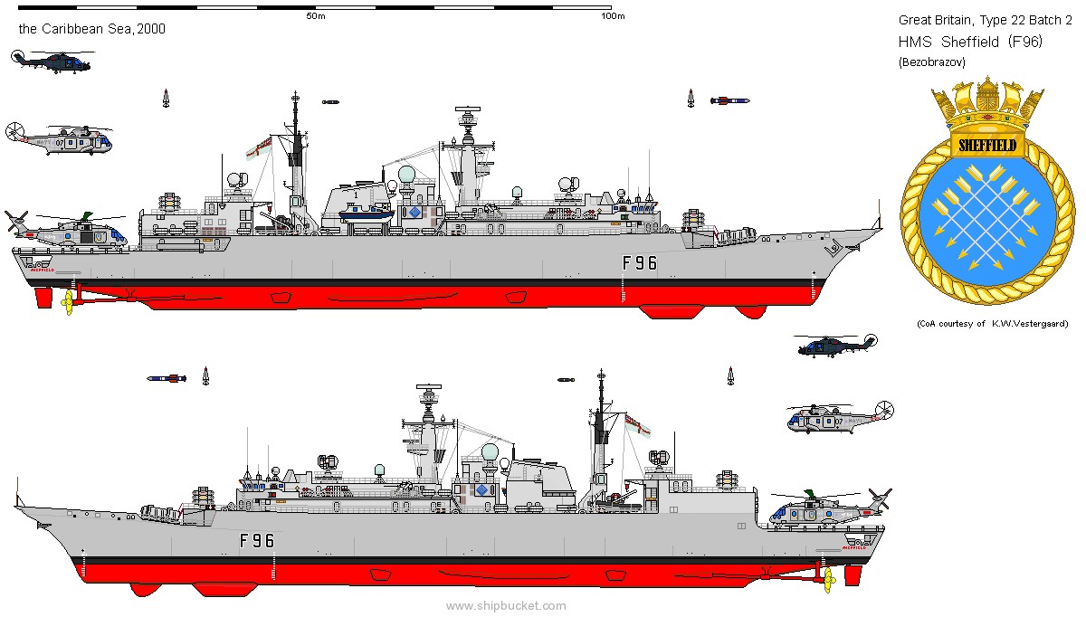 f 96 hms sheffield type 22 broadsword class frigate royal navy