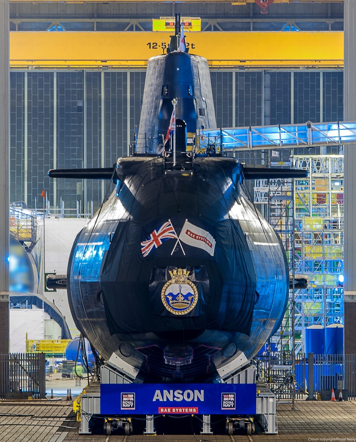 s123 hms anson s-123 astute class attack submarine ssn hunter killer royal navy 03 roll out barrow in furness bae