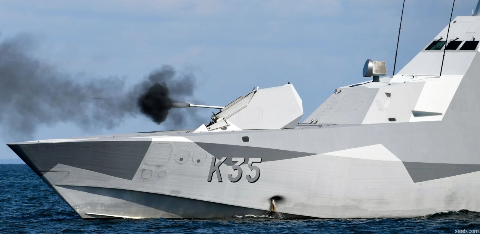 k35 hswms hms karlstad visby class corvette royal swedish navy svenska marinen bofors mk.3 gun fire 29