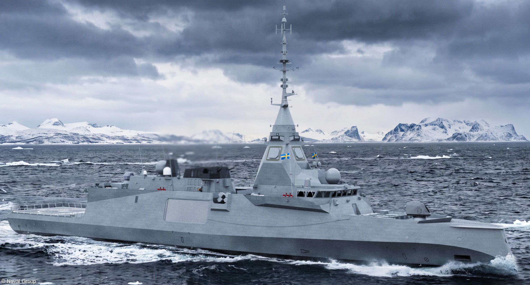 lulea class fdi frigate swedish navy svenska marinen naval group aster sam missile rbs-15 ssm bofors 57 40 gun saab trackfire helicopter 06