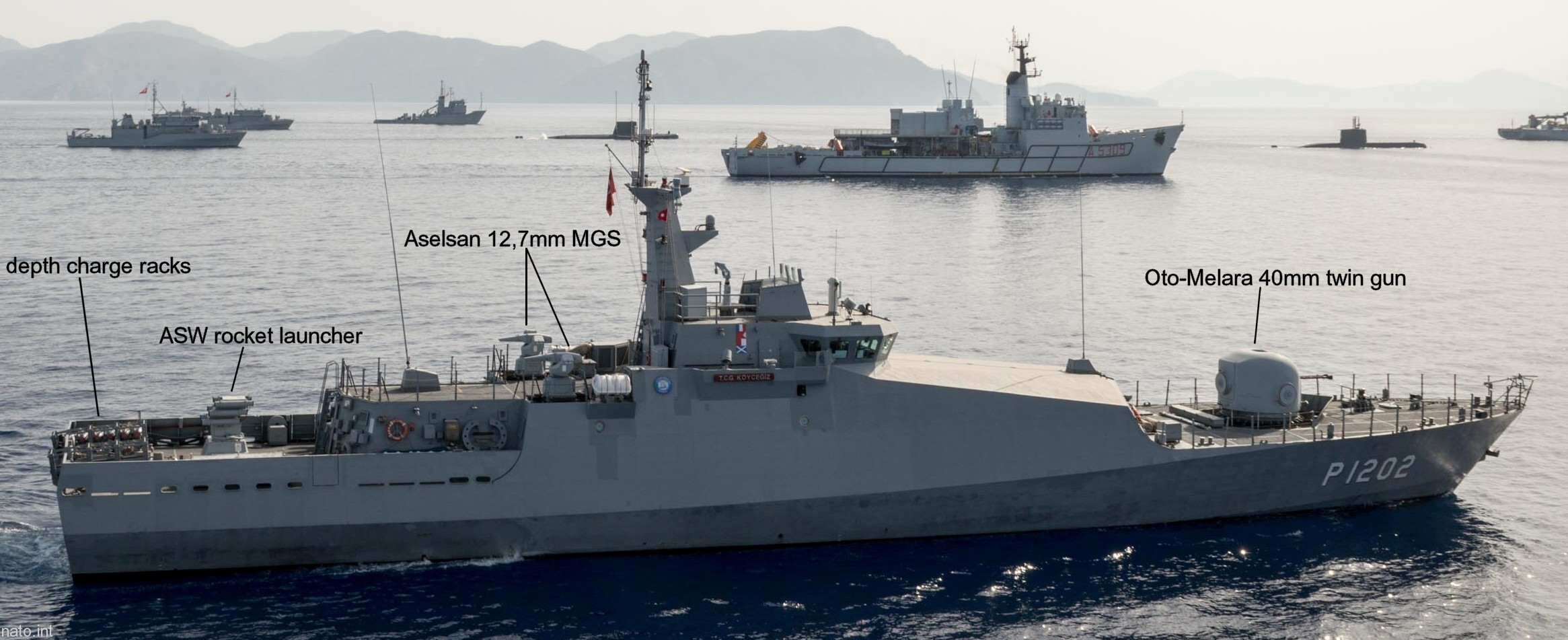 tuzla class new patrol boat armament oto melara 40mm twin gun aselsan 12,7mm machine gun system mgs asw rocket launcher depth charges turkish navy