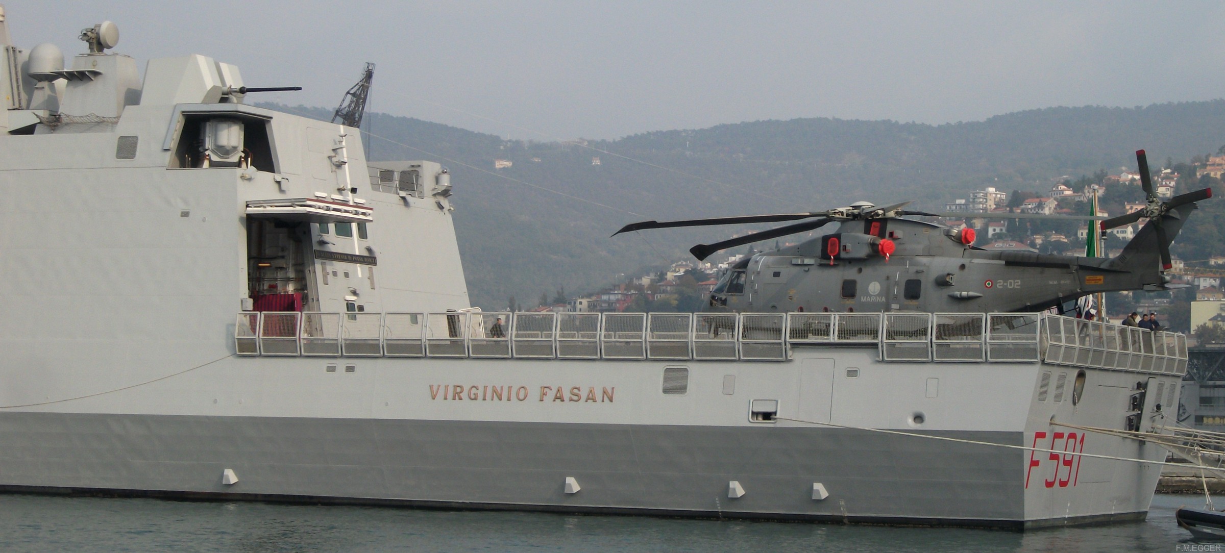 f-591 virginio fasan its nave bergamini fremm class guided missile frigate italian navy marina militare x11 trieste port