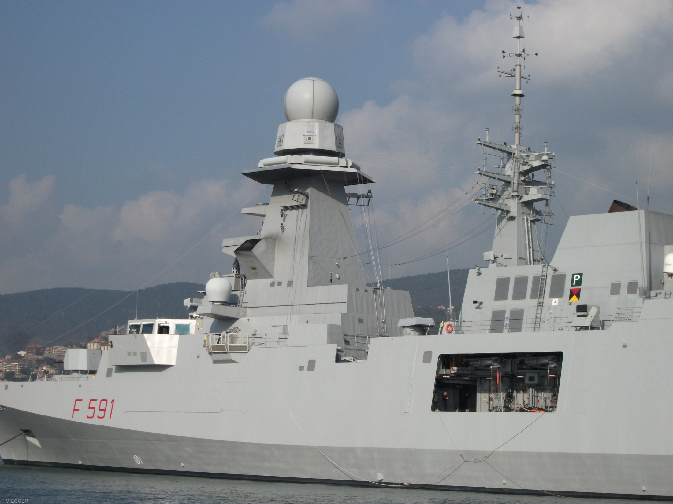 f-591 virginio fasan its nave bergamini fremm class guided missile frigate italian navy marina militare x35 trieste port