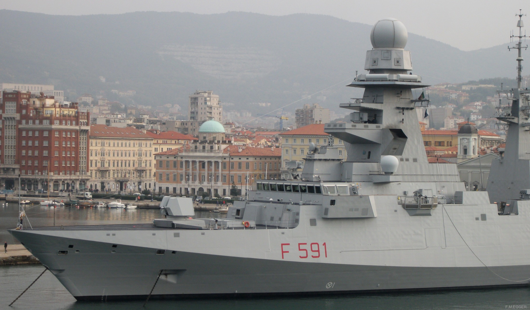f-591 virginio fasan its nave bergamini fremm class guided missile frigate italian navy marina militare x42 trieste port