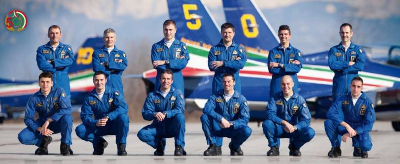Frecce Tricolori 2010 team pilots - pattuglia acrobatica nazionale PAN 313 gruppo addestramento acrobatico - 50th anniversary - Rivolto
