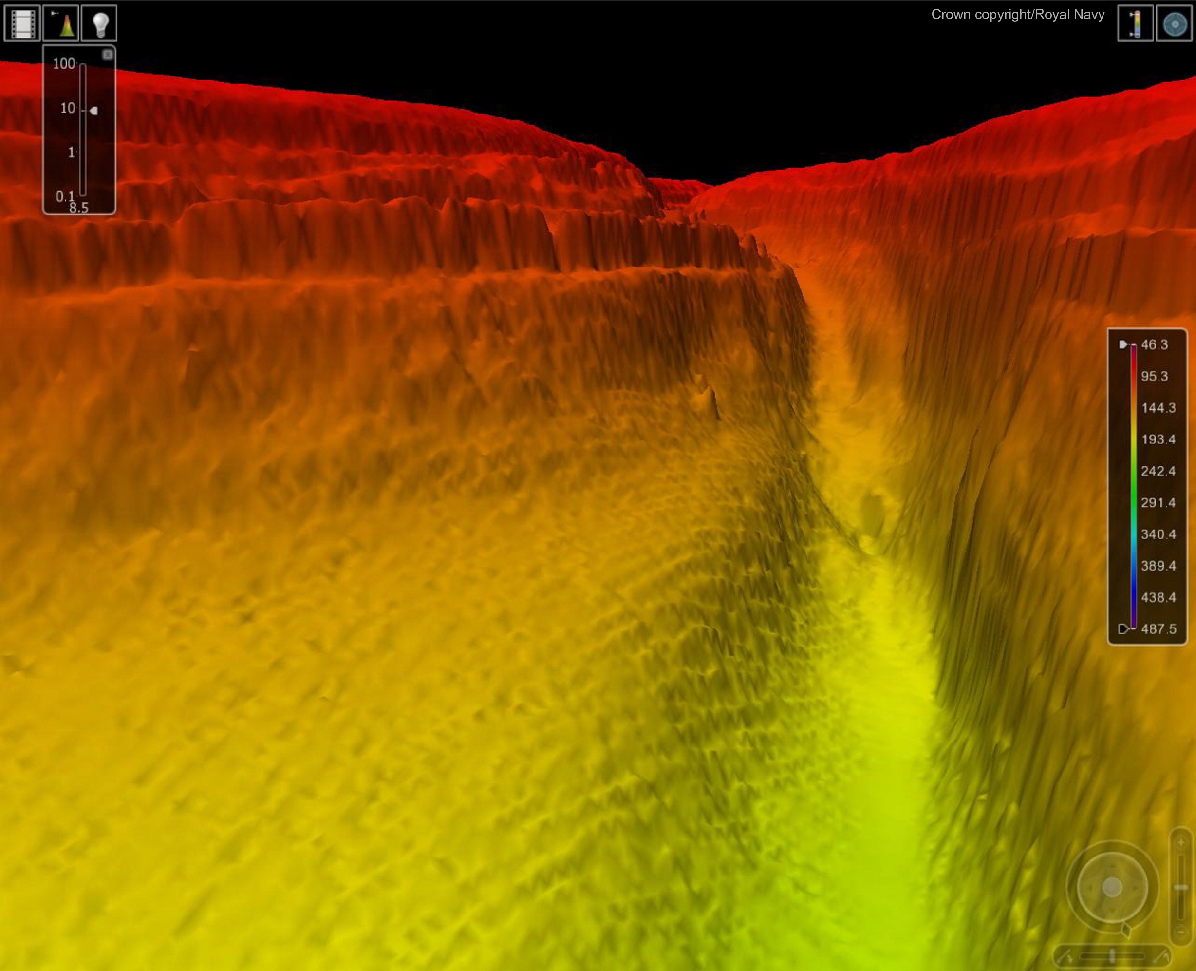 hms enterprise h-88 echo sounding map