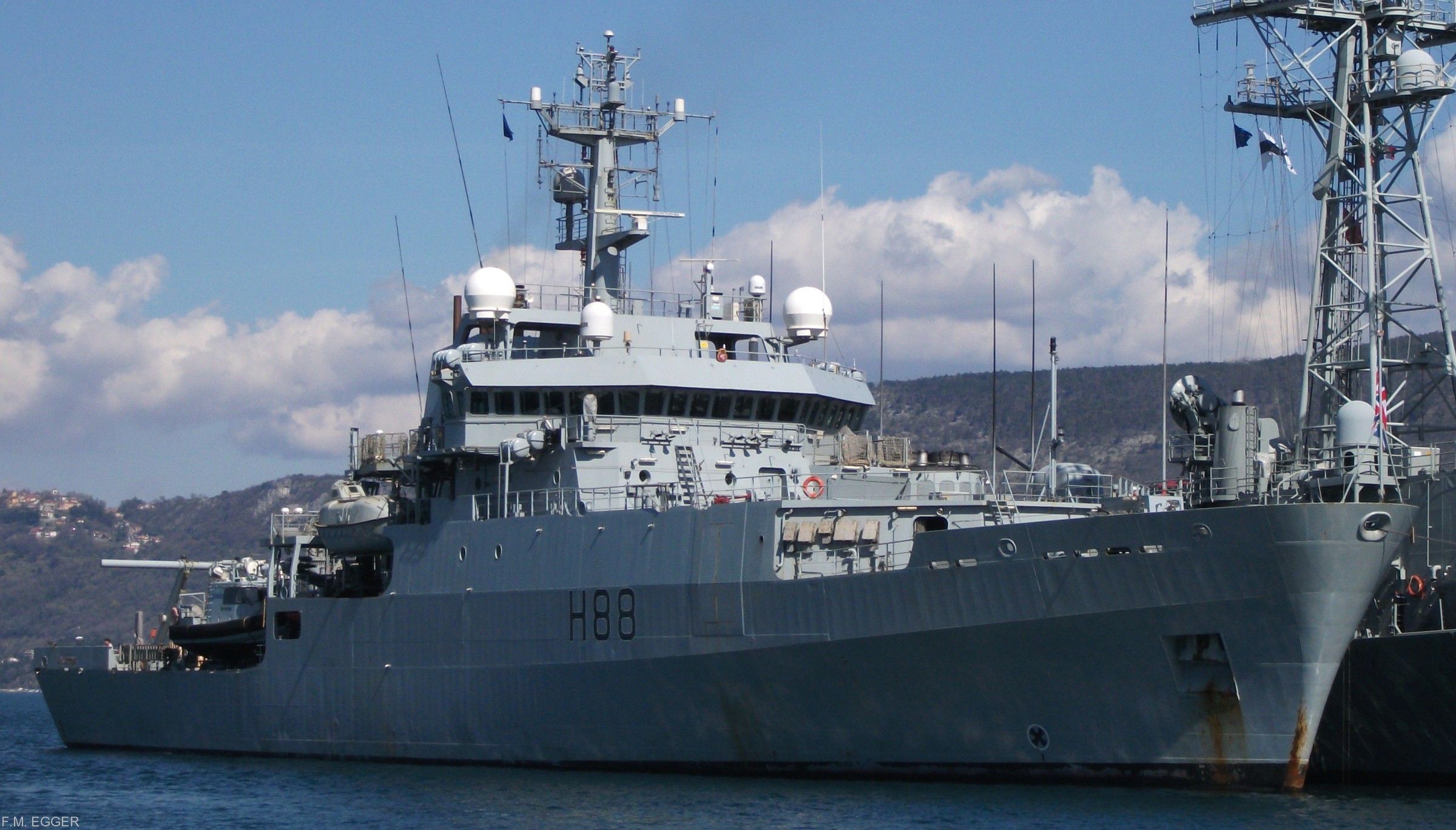 hms enterprise h-88 hydrographic oceanographic survey vessel royal navy nato snmcmg-2 trieste 02