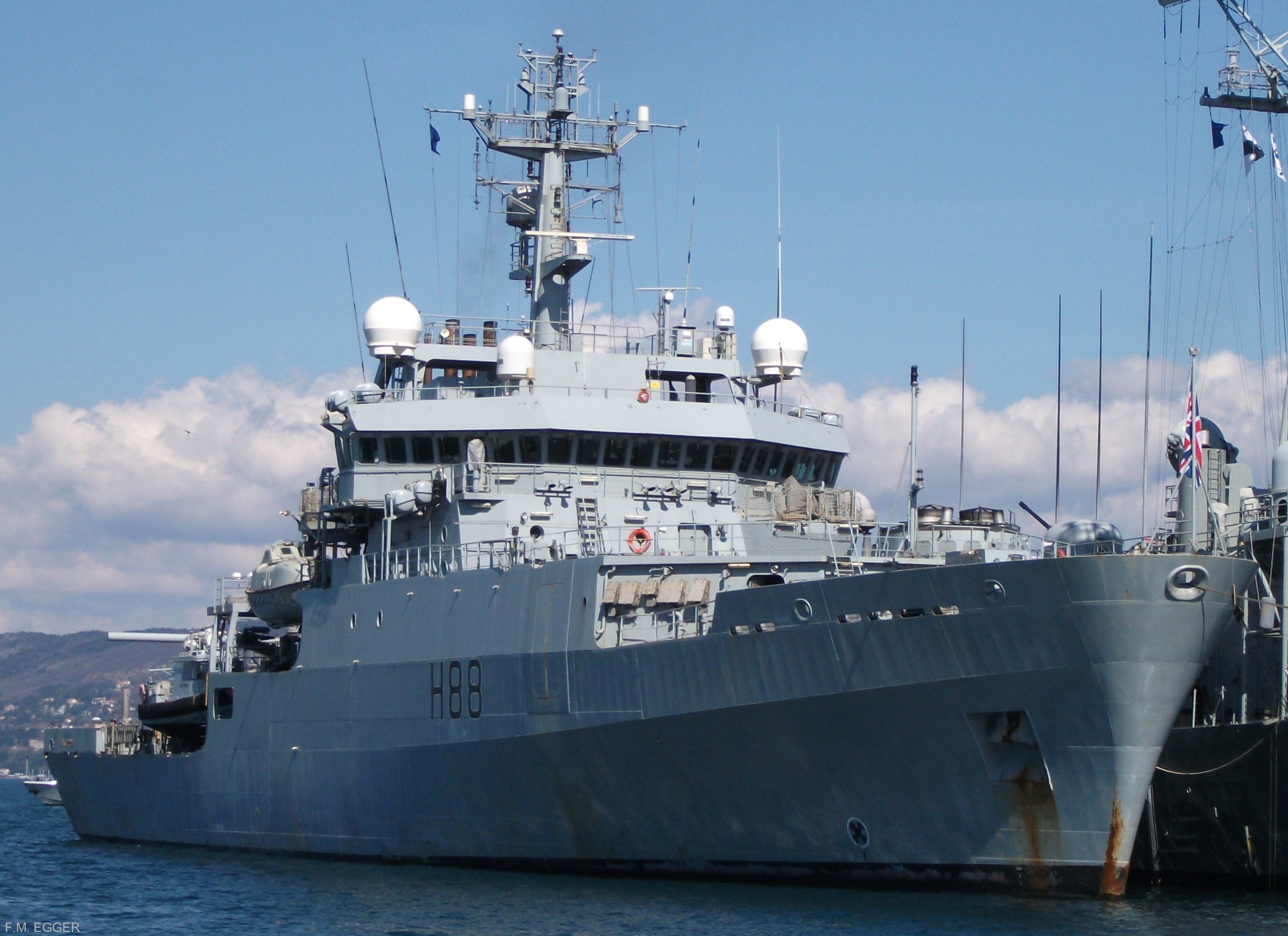 hms enterprise h-88 hydrographic oceanographic survey vessel royal navy nato snmcmg-2 trieste 03