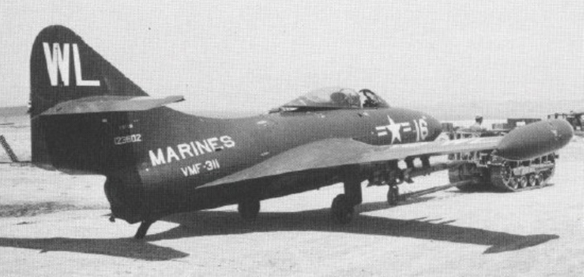 vmf-311 tomcats marine fighter squadron usmc f9f-2 panther south korea pohang