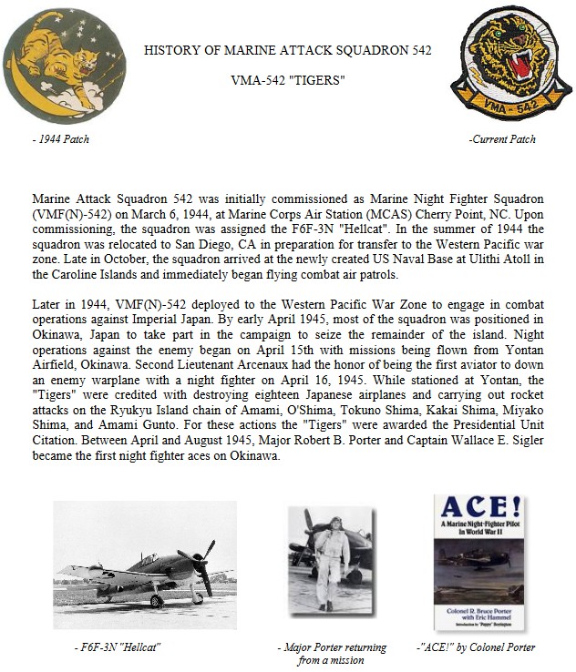vma-542 tigers history 01 marine fighter attack squadron all weather vmfa vmfaaw usmc