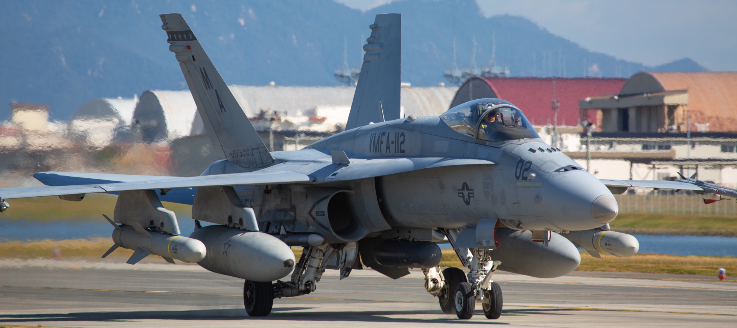 vmfa-112 cowboys marine fighter attack squadron usmc f/a-18c hornet 85 agm-84 harpoon missile