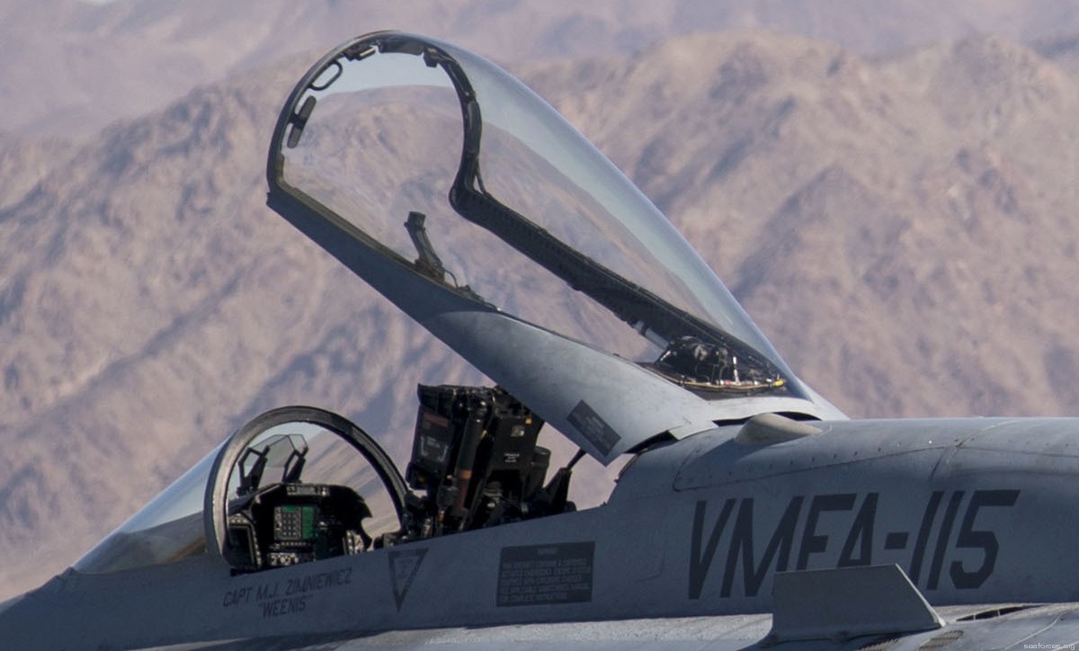 vmfa-115 silver eagles marine fighter attack squadron f/a-18a+ hornet 111 cockpit view