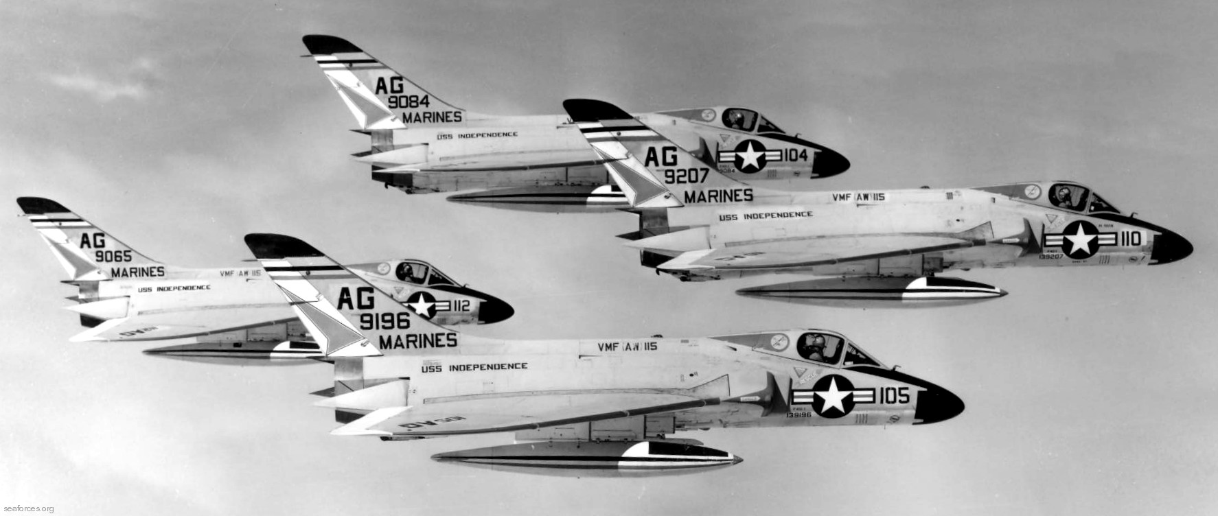 vmf(aw)-115 silver eagles marine fighter attack squadron f4d-1 skyray cvg-7 uss independence cva-62 86
