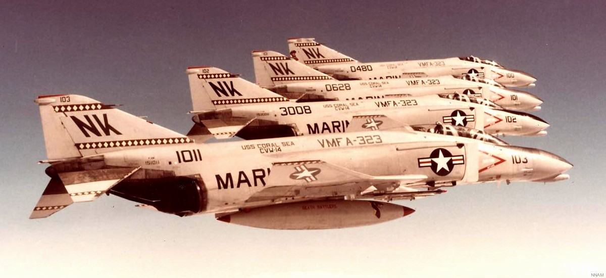 vmfa-323 death rattlers marine fighter attack squadron f-4n phantom ii 128 cvw-14 uss coral sea cv-43