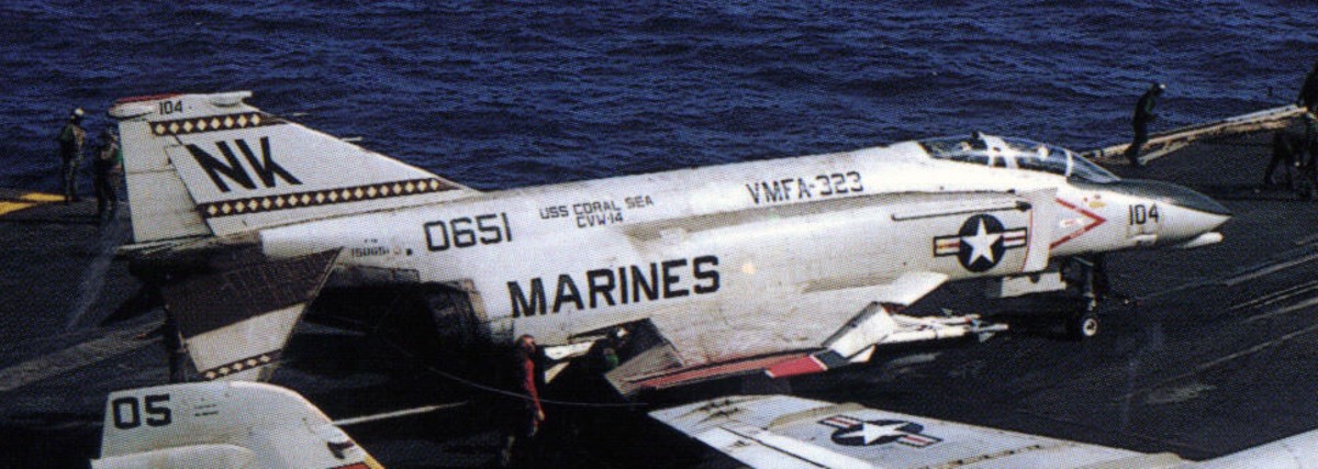 vmfa-323 death rattlers marine fighter attack squadron f-4n phantom ii 129 cvw-14 uss coral sea cv-43