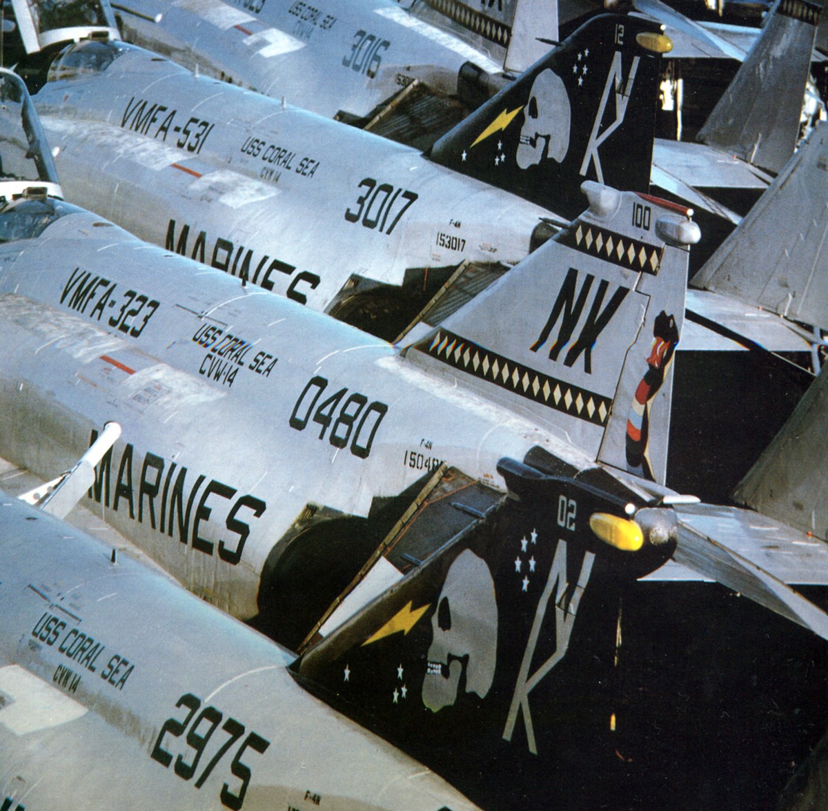 vmfa-323 death rattlers marine fighter attack squadron f-4n phantom ii  cvw-14 uss coral sea cv-43 193