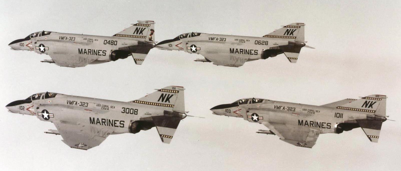 vmfa-323 death rattlers marine fighter attack squadron f-4n phantom ii  cvw-14 uss coral sea cv-43 194