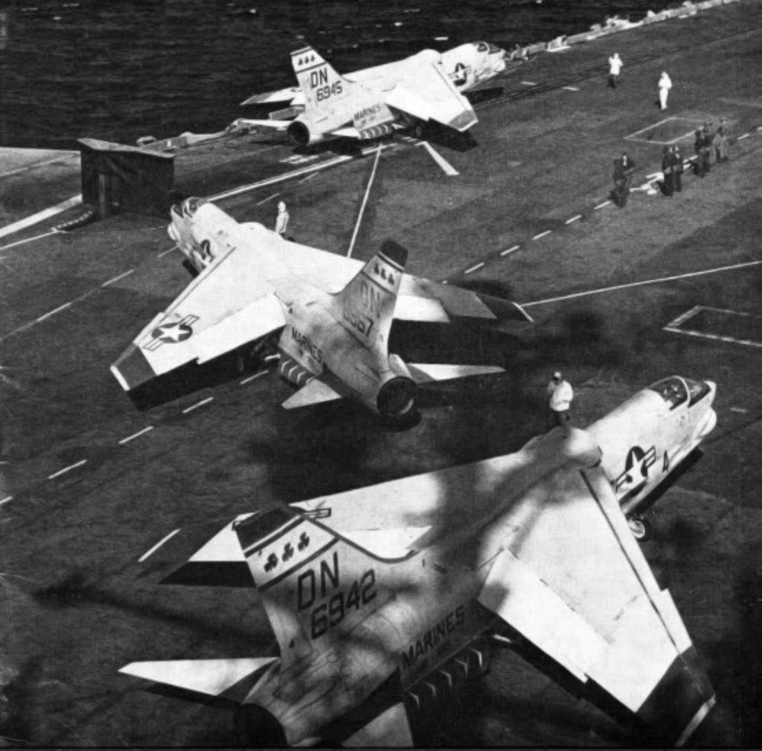 vmf-333 fighting shamrocks marine fighter squadron usmc vought f8u-2 crusader uss forrestal cva-59