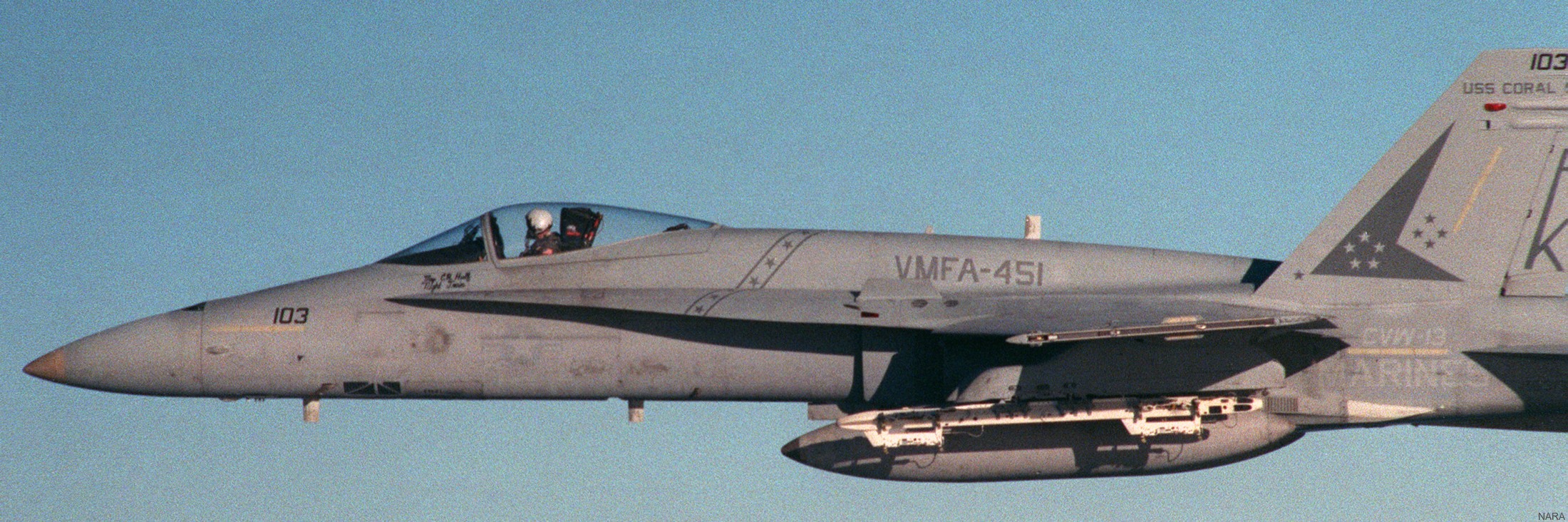 vmfa-451 warlords marine fighter attack squadron usmc f/a-18a hornet 09 carrier air wing cvw-13 uss coral sea cv-43