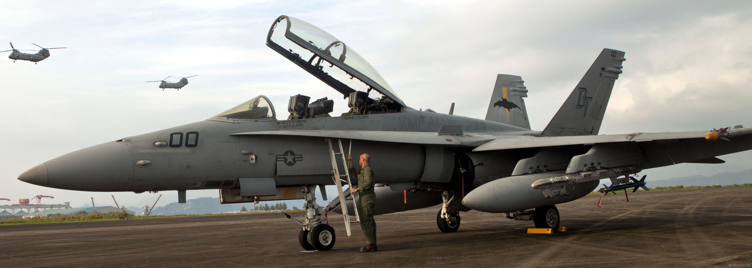 vmfa(aw)-242 bats marine all-weather fighter attack squadron usmc f/a-18d hornet 02 subic bay philippines phiblex