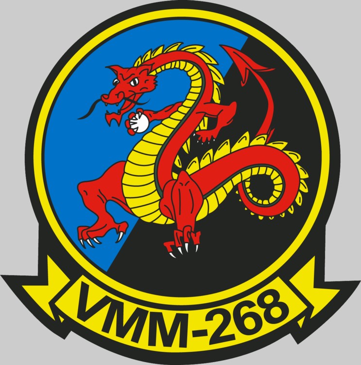 vmm-268 red dragons insignia crest patch badge marine medium tiltrotor squadron usmc
