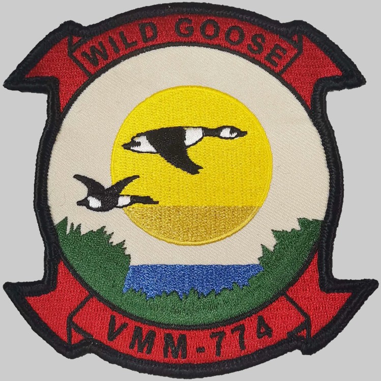vmm-774 wild goose insignia crest patch badge marine medium tiltrotor squadron mv-22b osprey 02p