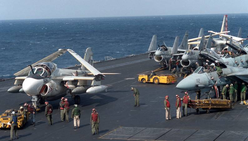 aircraft of cvw-17 carrier air wing off lybia uss saratoga cv 60 1986