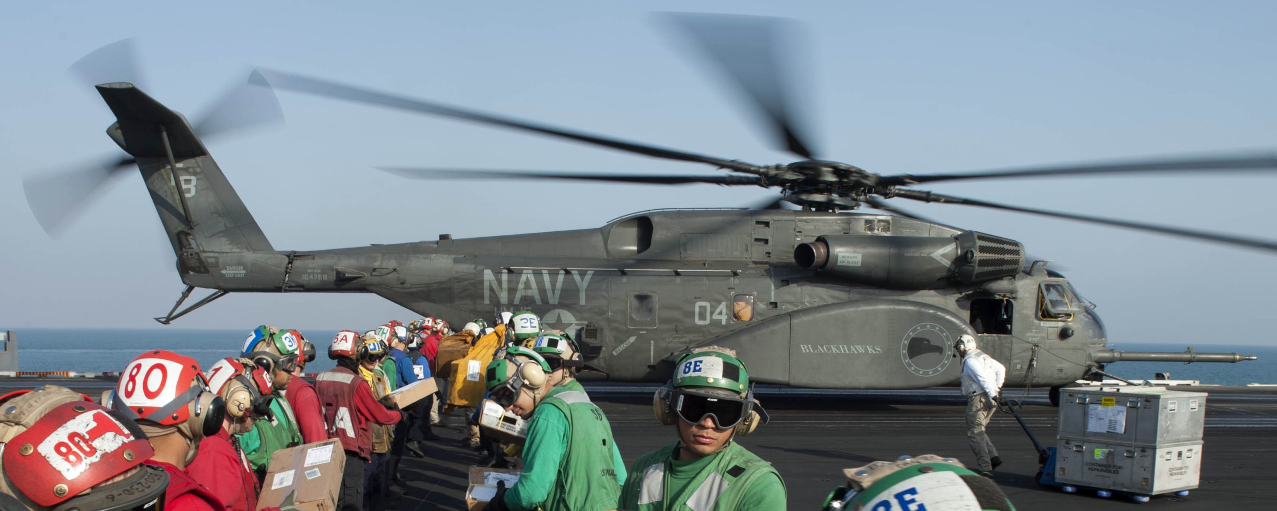 hm-15 blackhawks helicopter mine countermeasures squadron navy mh-53e sea dragon 42 uss harry s. truman cvn-75