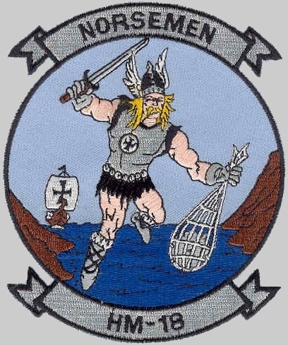 hm-18 norsemen insignia crest patch badge helicopter mine countermeasures squadron navy 02x