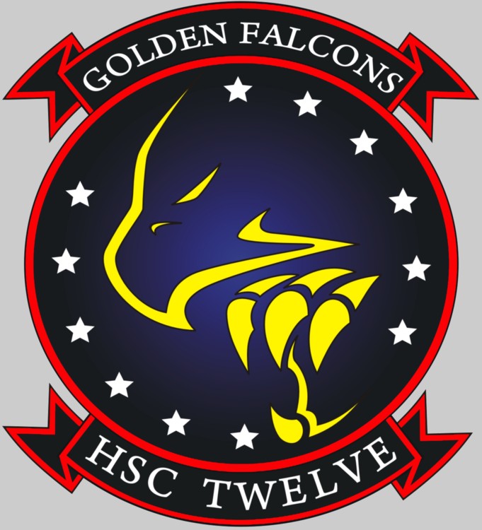 hsc-12 golden falcons insignia crest patch badge helicopter sea combat squadron us navy mh-60s seahawk