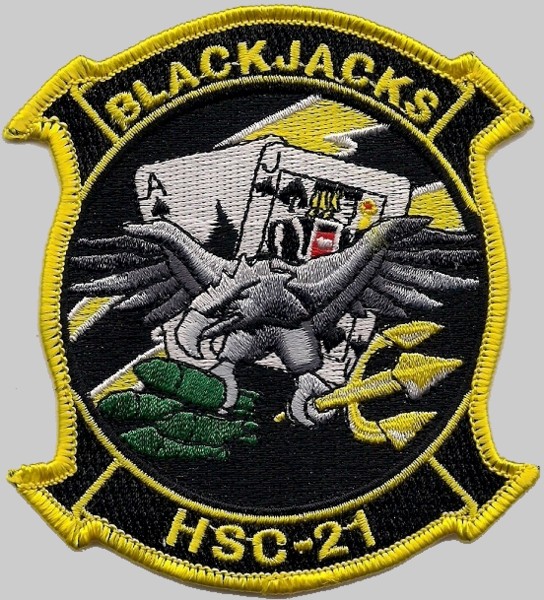 hsc-21 blackjacks patch insignia crest badge helicopter sea combat squadron us navy mh-60s seahawk