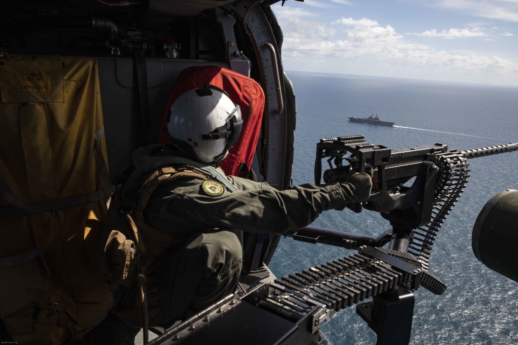 hsc-28 dragon whales helicopter sea combat squadron mh-60s seahawk us navy 02 caliber .50 machine door gun