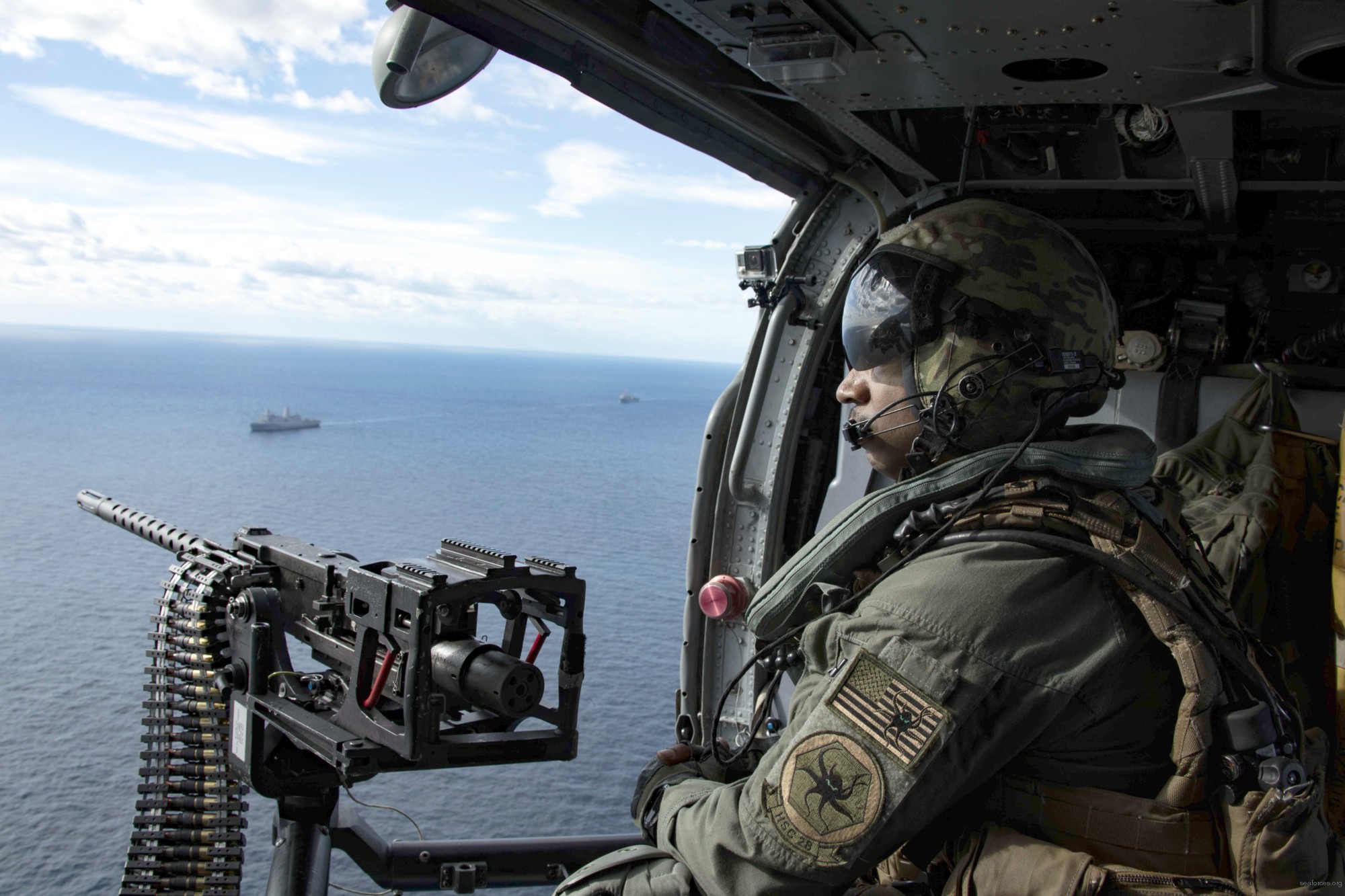 hsc-28 dragon whales helicopter sea combat squadron mh-60s seahawk us navy 03 caliber .50 machine gun door
