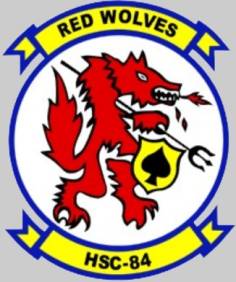 hsc-84 red wolves insignia crest patch badge helicopter sea combat squadron hh-60h seahawk rescuehawk nas norfolk virginia us navy