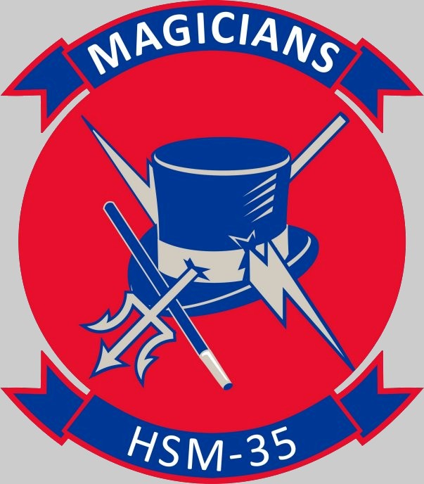 hsm-35 magicians insignia crest patch badge helicopter maritime strike squadron us navy mh-60r seahawk 02x