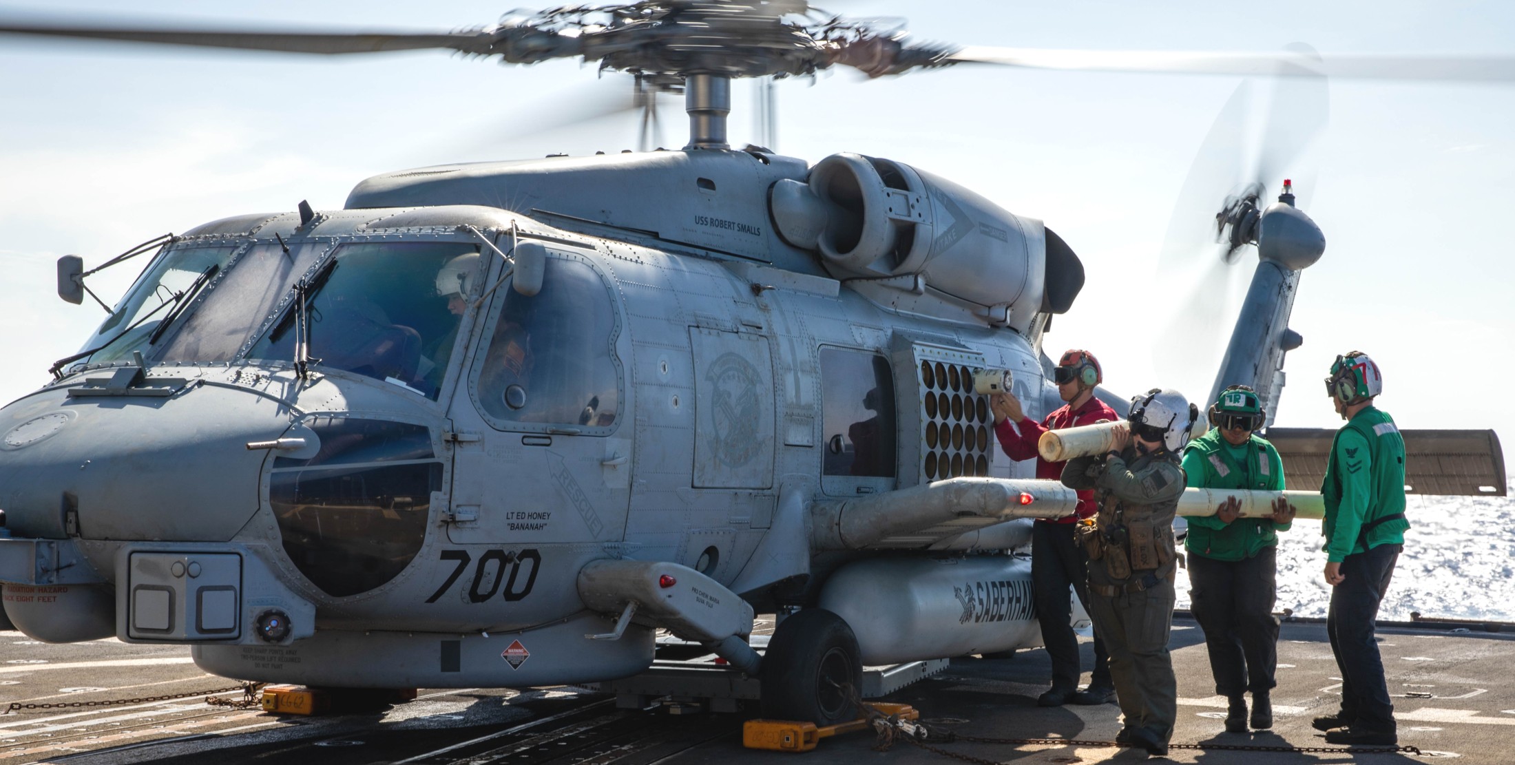 hsm-77 saberhawks helicopter maritime strike squadron mh-60r seahawk cvw-5 cg-62 uss robert smalls 122
