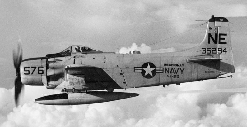 attack squadron va-25 fist of the fleet cvw-2 uss midway a-1 skyraider