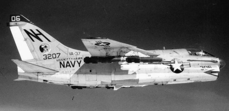 attack squadron va-37 bulls a-7a corsair carrier air wing cvw-11 uss kitty hawk cva 63 over laos