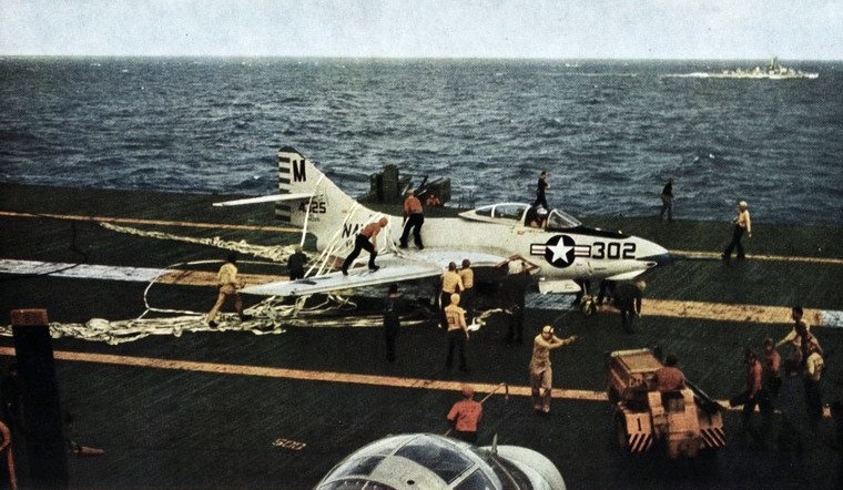 va-63 fighting redcocks f9f-8 cougar carrier air group cvg-2 uss shangri-la cva 38