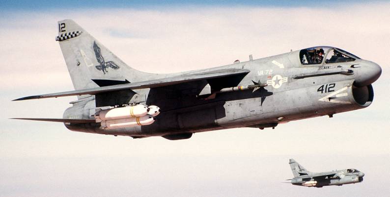 attack squadron va-72 vlue hawks a-7e corsair cvw-3 rockeye cluster bomb