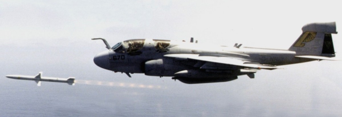 vaq-128 fighting phoenix electronic attack squadron vaqron grumman ea-6b prowler us navy 06 agm-88 harm missile