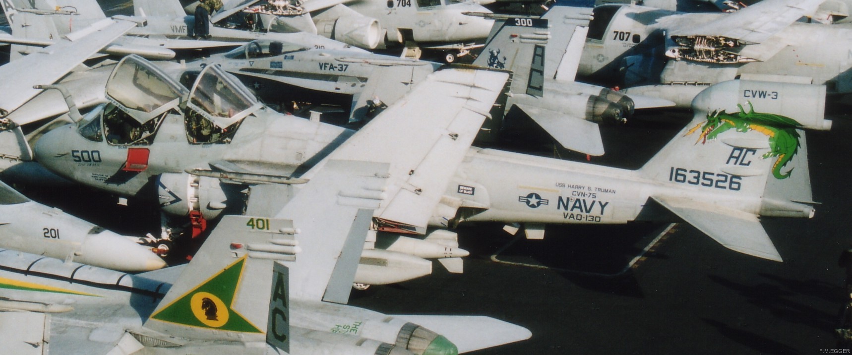 vaq-130 zappers electronic attack squadron vaqron us navy grumman ea-6b prowler aircraft carrier air wing cvw-3 uss harry s. truman cvn-75 142