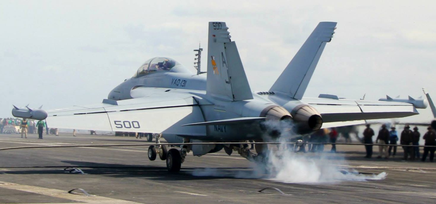 vaq-131 lancers electronic attack squadron vaqron us navy boeing ea-18g growler aircraft carrier air wing cvw-8 uss george h. w. bush cvn-77 18