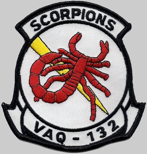 vaq-132 scorpions insignia crest patch badge electronic attack squadron tactical warfare navy ea-18g growler ea-6b prowler 05p