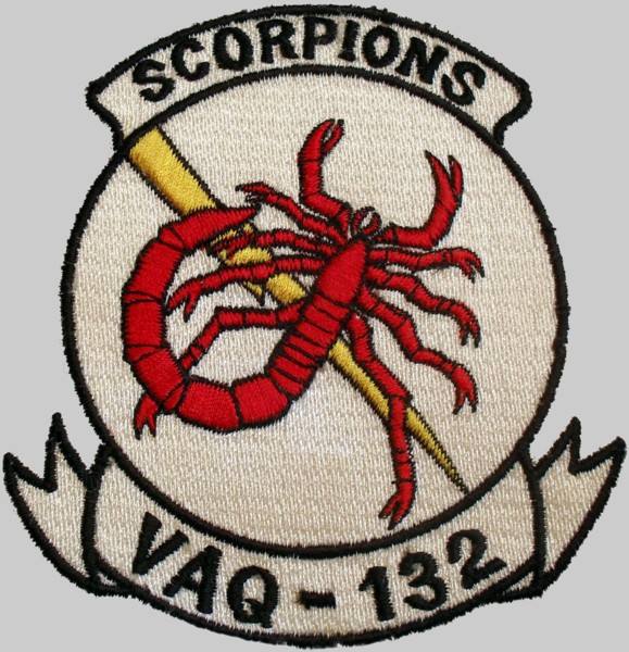 vaq-132 scorpions insignia crest patch badge electronic attack squadron tactical warfare navy ea-18g growler ea-6b prowler 06p