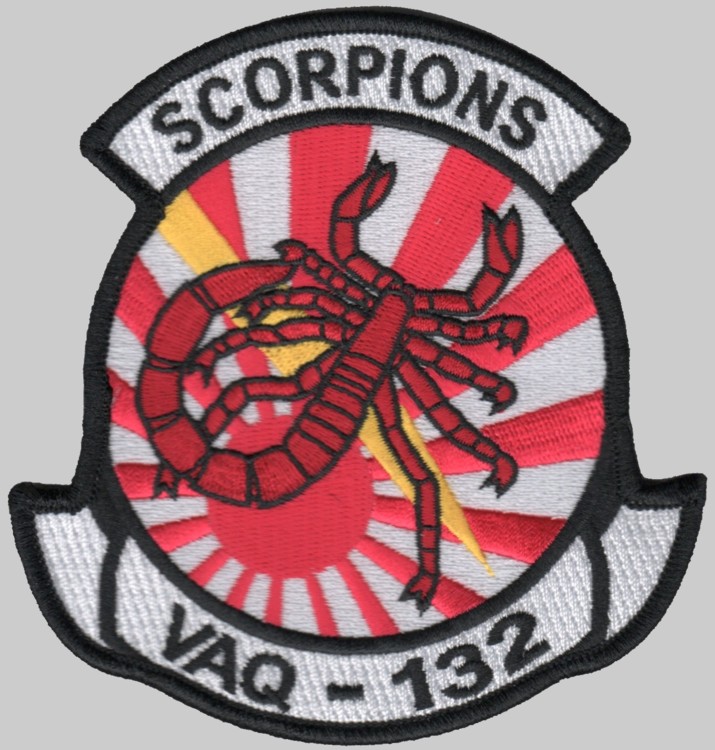 vaq-132 scorpions insignia crest patch badge electronic attack squadron tactical warfare navy ea-18g growler ea-6b prowler 08p