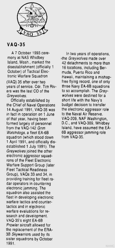 vaq-35 grey wolves tactical electronic warfare squadron tacelron aggressor ea-6b prowler us navy history
