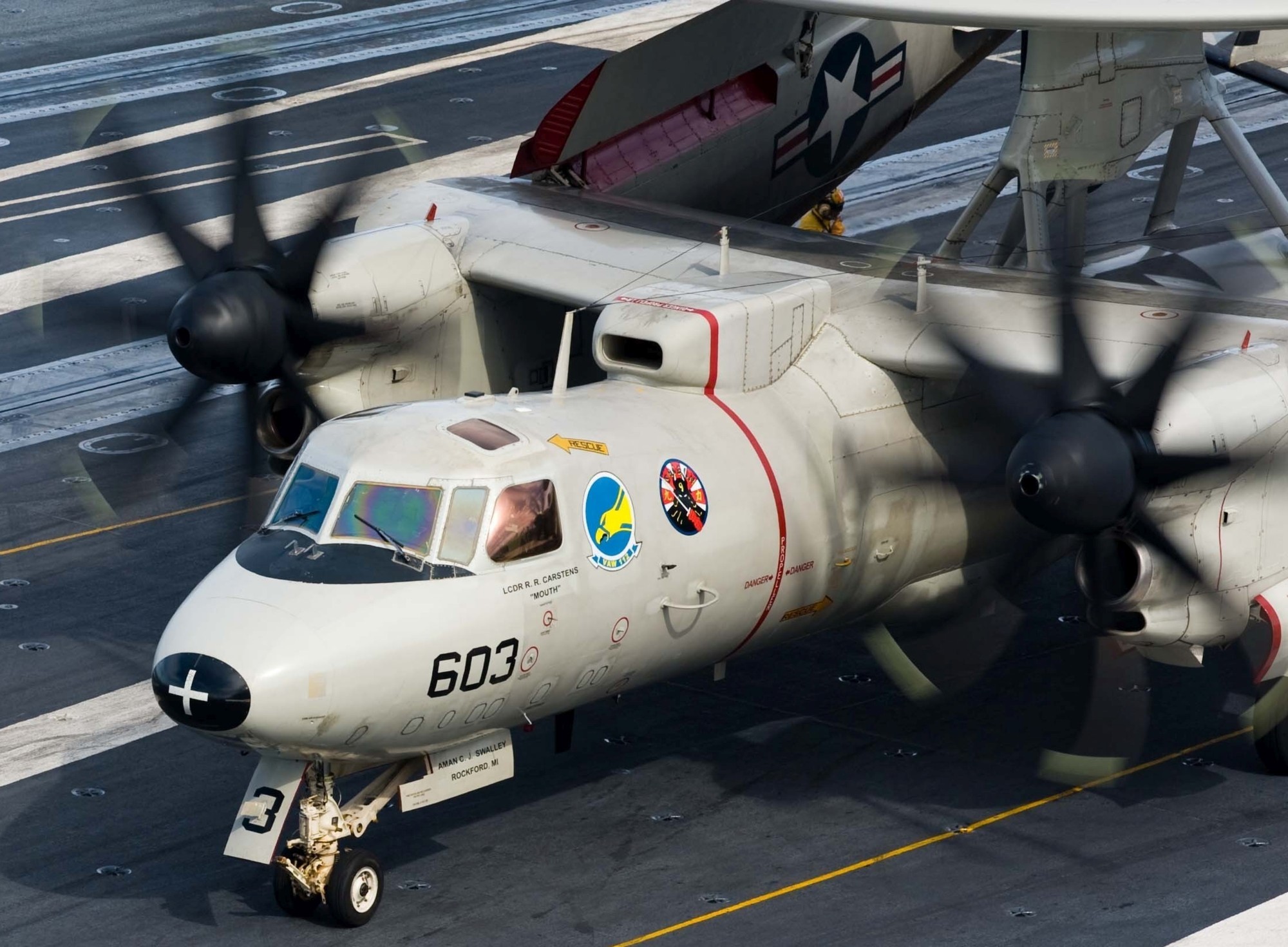 vaw-112 golden hawks carrier airborne early warning squadron us navy grumman e-2c hawkeye cvw-9 uss john c. stennis cvn-74 23