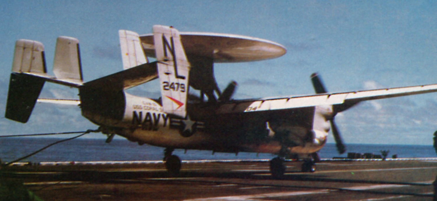 vaw-114 hormel hawgs carrier airborne early warning squadron us navy grumman e-2b hawkeye cvw-15 uss coral sea cv-43 16