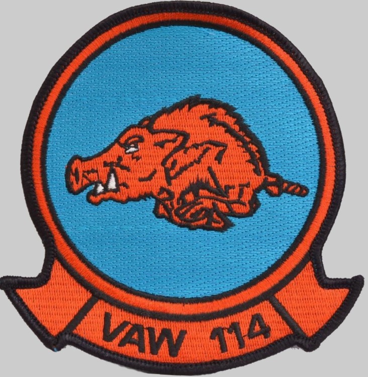 vaw-114 hormel hawgs insignia crest patch badge carrier airborne early warning squadron us navy grumman e-2c hawkeye 02x